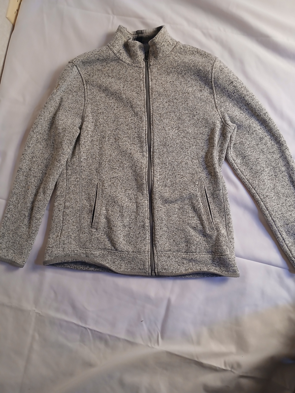 Eddie Bauer Grey Fleece-Lined Zip Jacket